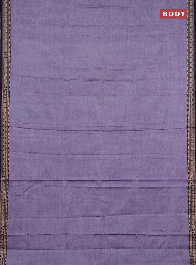 Narayanpet cotton saree pastel violet and violet with plain body and temple design zari woven border