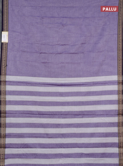 Narayanpet cotton saree pastel violet and violet with plain body and temple design zari woven border