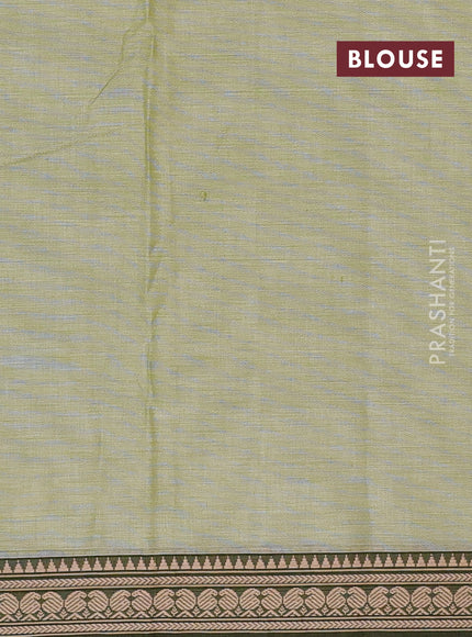 Narayanpet cotton saree pista green and green with plain body and temple design zari woven border