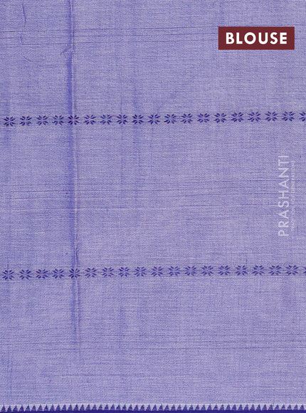 Narayanpet cotton saree pastel violet and blue with allover thread stripe pattern and temple design simple border
