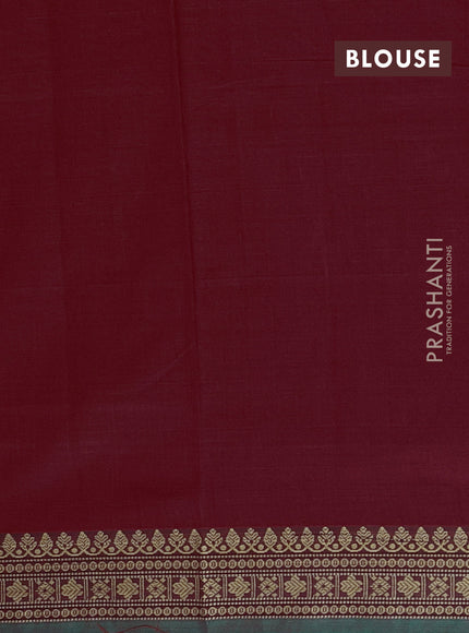 Narayanpet cotton saree maroon and green with plain body and thread woven border