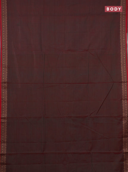 Narayanpet cotton saree manthulier green and maroon with plain body and thread woven border