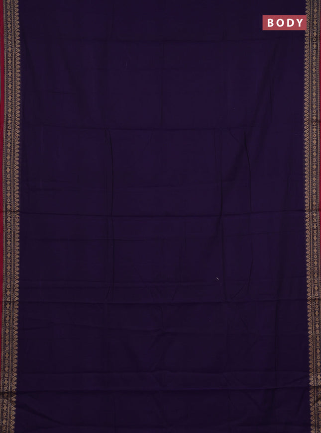 Narayanpet cotton saree violet and maroon with plain body and thread woven border