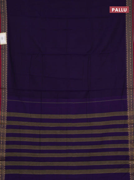 Narayanpet cotton saree violet and maroon with plain body and thread woven border