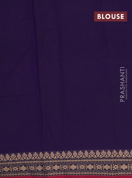 Narayanpet cotton saree violet and maroon with plain body and thread woven border