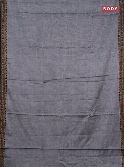 Narayanpet cotton saree grey and black with plain body and thread woven border