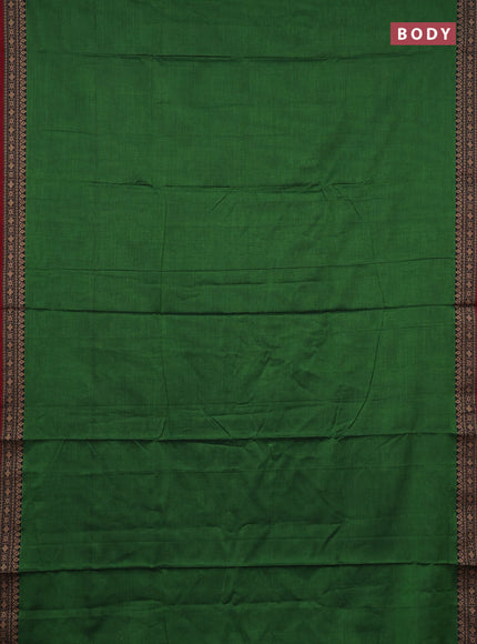 Narayanpet cotton saree green and maroon with plain body and thread woven border
