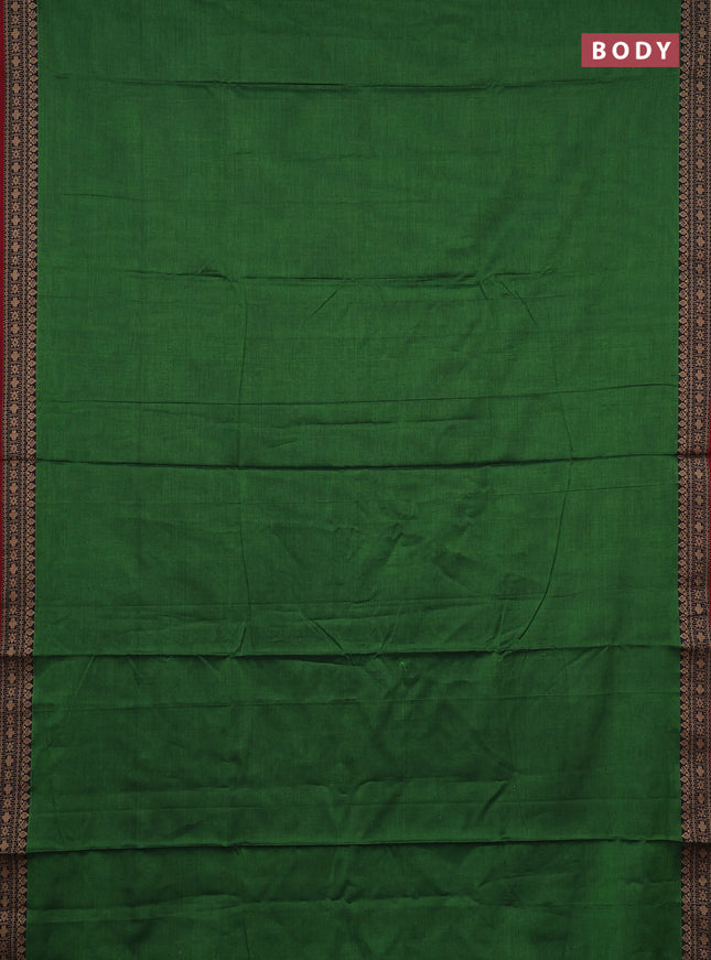 Narayanpet cotton saree green and maroon with plain body and thread woven border