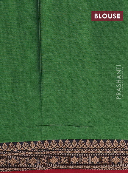 Narayanpet cotton saree green and maroon with plain body and thread woven border