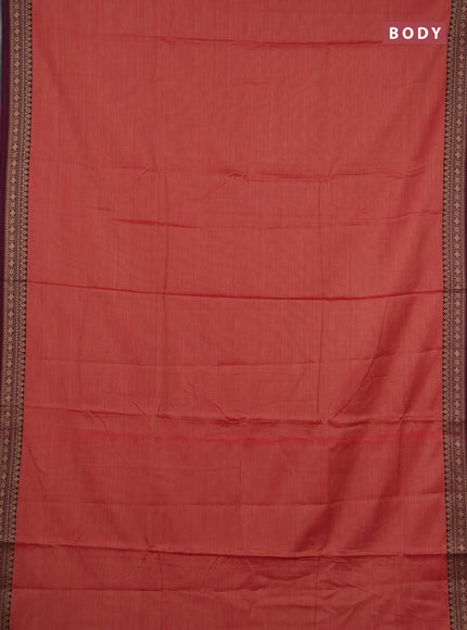 Narayanpet cotton saree red and maroon with plain body and thread woven border