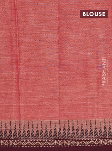 Narayanpet cotton saree red and maroon with plain body and temple design thread woven border
