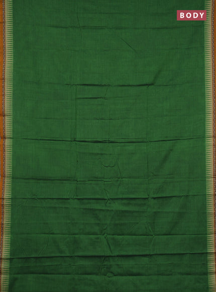 Narayanpet cotton saree light green and mustard yellow with plain body and temple design thread woven border