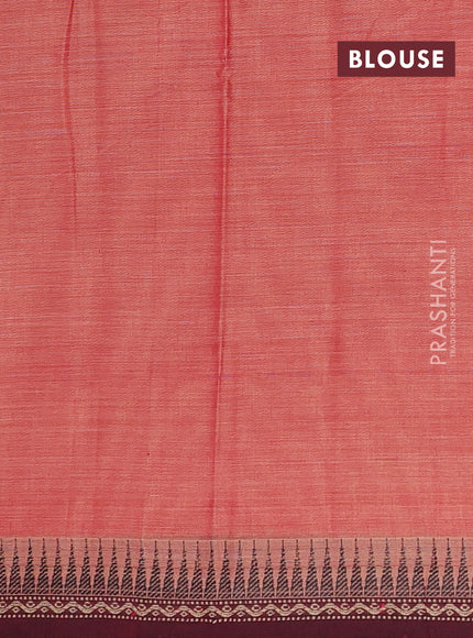 Narayanpet cotton saree red and maroon with plain body and temple design thread woven border