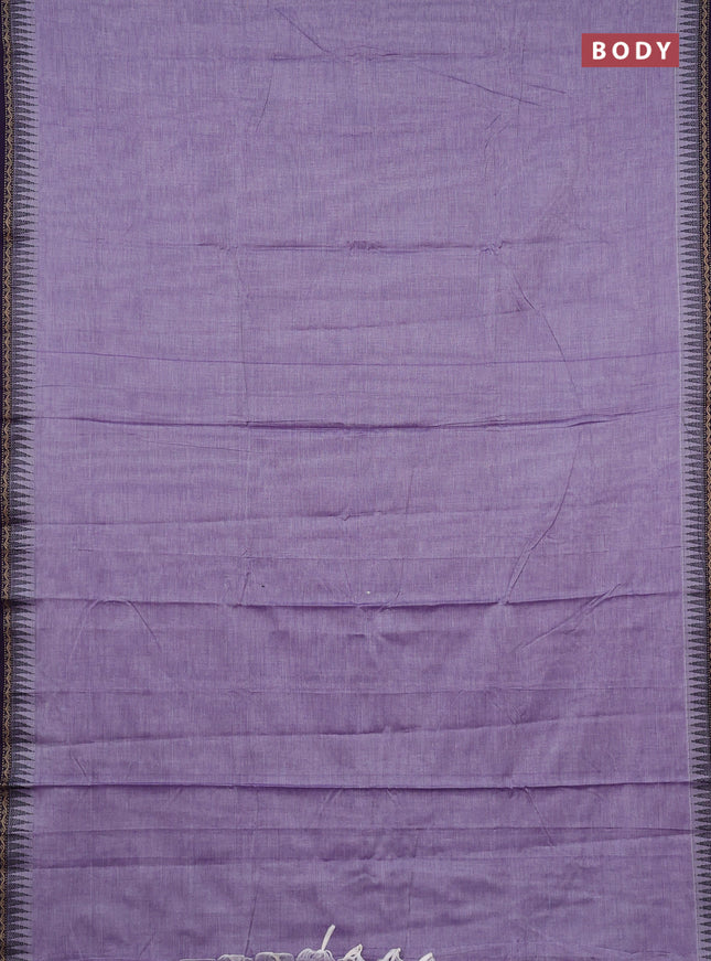 Narayanpet cotton saree pastel purple and violet with plain body and temple design thread woven border