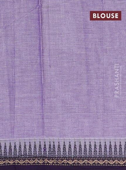 Narayanpet cotton saree pastel purple and violet with plain body and temple design thread woven border