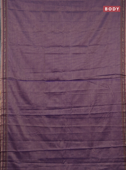 Narayanpet cotton saree patel purple with plain body and temple design thread woven border