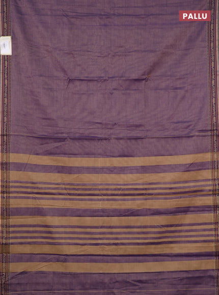 Narayanpet cotton saree patel purple with plain body and temple design thread woven border