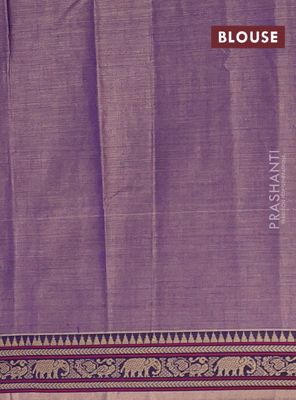 Narayanpet cotton saree patel purple with plain body and temple design thread woven border