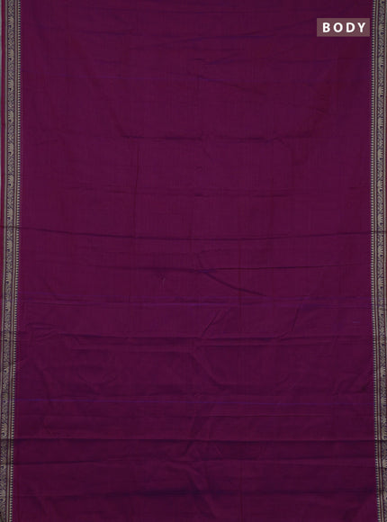 Narayanpet cotton saree magenta pink with plain body and temple design thread woven border