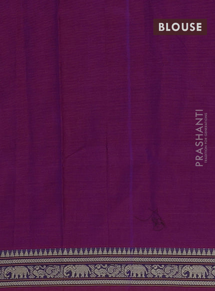 Narayanpet cotton saree magenta pink with plain body and temple design thread woven border