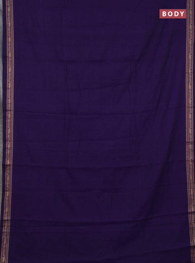 Narayanpet cotton saree violet with plain body and temple design thread woven border
