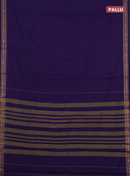 Narayanpet cotton saree violet with plain body and temple design thread woven border
