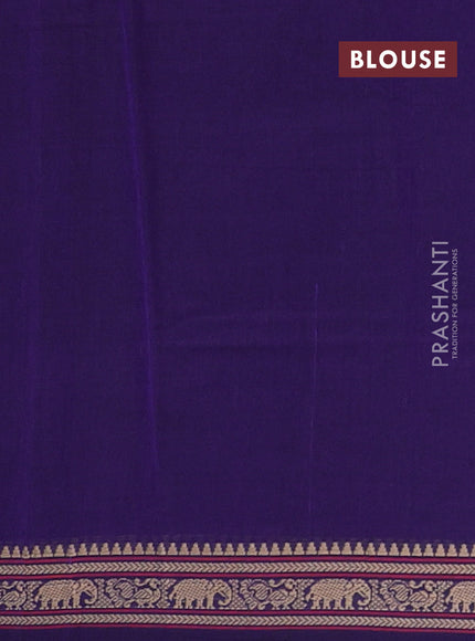 Narayanpet cotton saree violet with plain body and temple design thread woven border