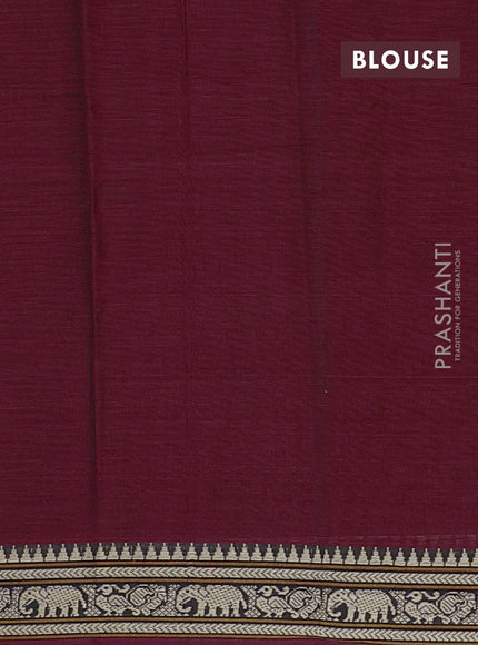 Narayanpet cotton saree deep maroon with plain body and temple design thread woven border