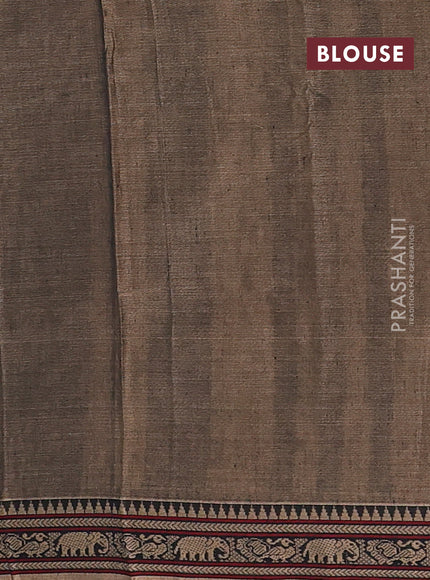 Narayanpet cotton saree chikku shade with plain body and temple design thread woven border