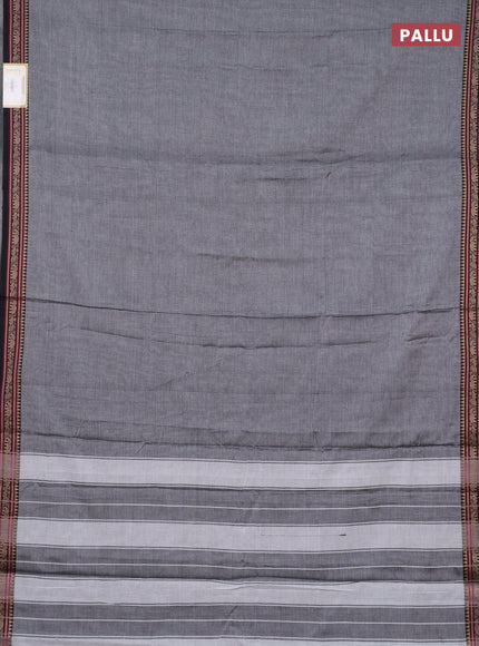 Narayanpet cotton saree grey with plain body and temple design thread woven border