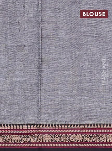 Narayanpet cotton saree grey with plain body and temple design thread woven border