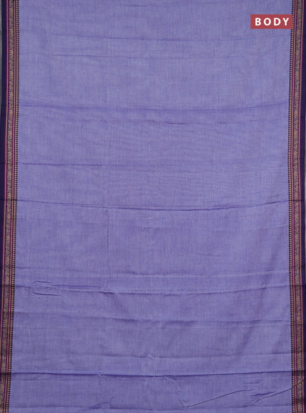 Narayanpet cotton saree violet and navy blue with plain body and temple design thread woven border