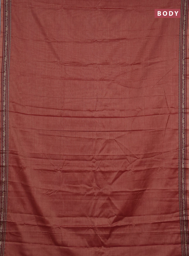 Narayanpet cotton saree red with plain body and temple design thread woven border