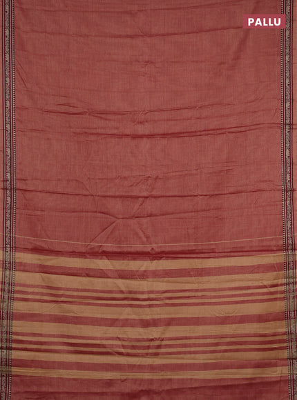 Narayanpet cotton saree red with plain body and temple design thread woven border