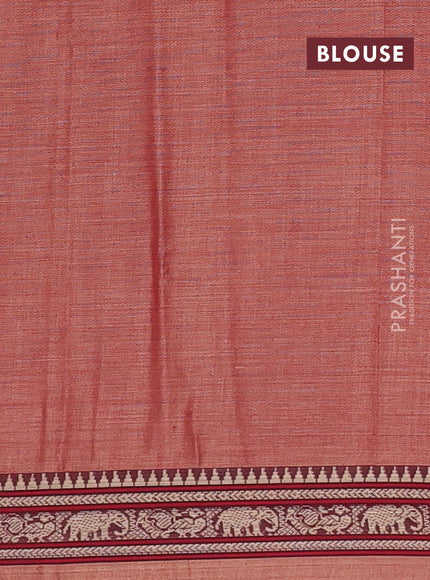 Narayanpet cotton saree red with plain body and temple design thread woven border