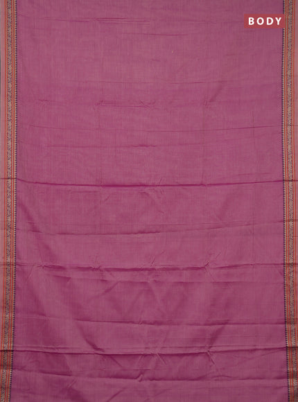 Narayanpet cotton saree purple with plain body and temple design thread woven border