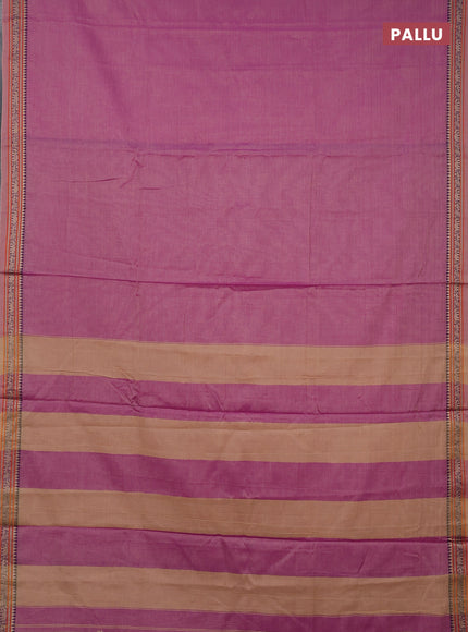 Narayanpet cotton saree purple with plain body and temple design thread woven border