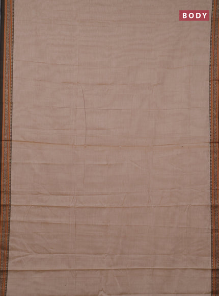 Narayanpet cotton saree sandal with plain body and temple design thread woven border