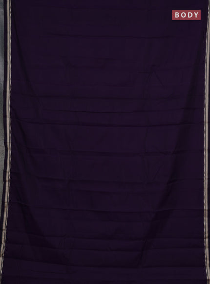 Narayanpet cotton saree deep violet with plain body and temple design thread woven border