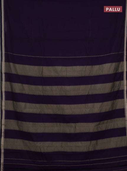 Narayanpet cotton saree deep violet with plain body and temple design thread woven border