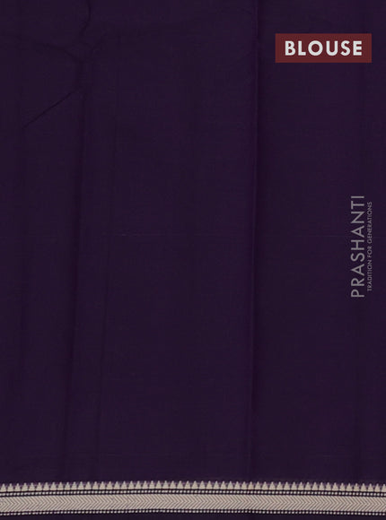 Narayanpet cotton saree deep violet with plain body and temple design thread woven border