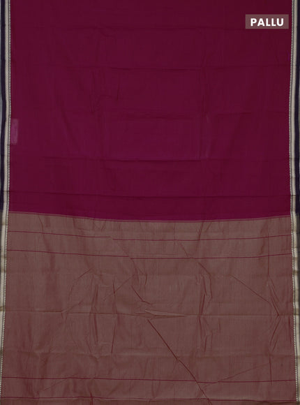 Narayanpet cotton saree magenta pink and violet with plain body and temple design thread woven border