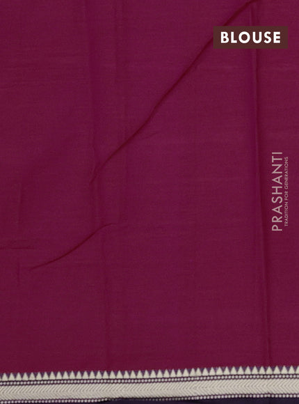 Narayanpet cotton saree magenta pink and violet with plain body and temple design thread woven border