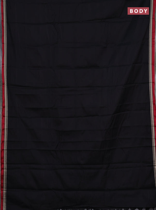 Narayanpet cotton saree black and maroon with plain body and small thread woven border