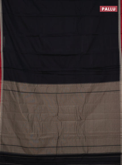 Narayanpet cotton saree black and maroon with plain body and small thread woven border