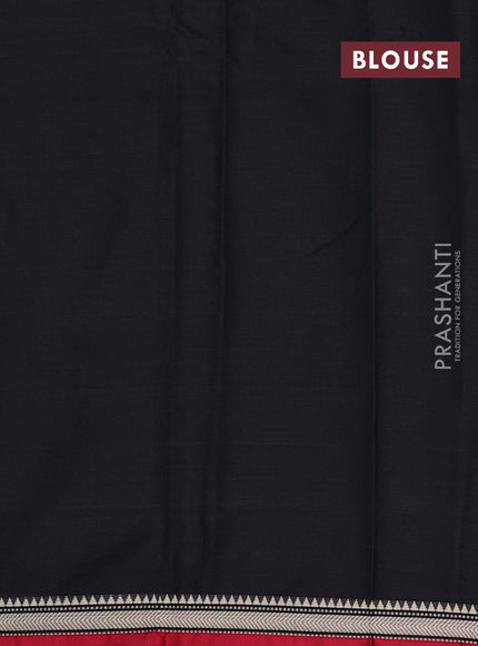 Narayanpet cotton saree black and maroon with plain body and small thread woven border