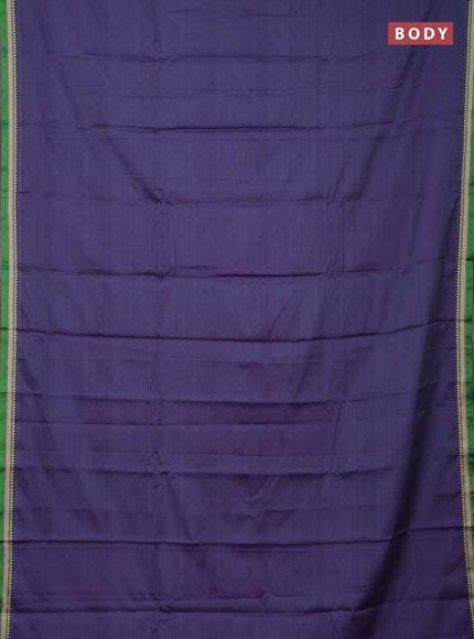Narayanpet cotton saree dark grey and green with plain body and small thread woven border