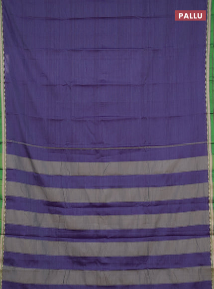 Narayanpet cotton saree dark grey and green with plain body and small thread woven border