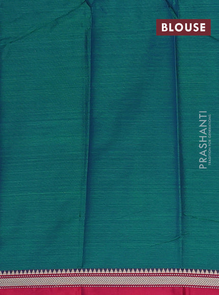 Narayanpet cotton saree peacock green and magenta pink with plain body and small thread woven border
