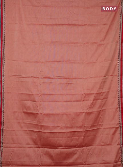 Narayanpet cotton saree rust shade and maroon with plain body and small thread woven border